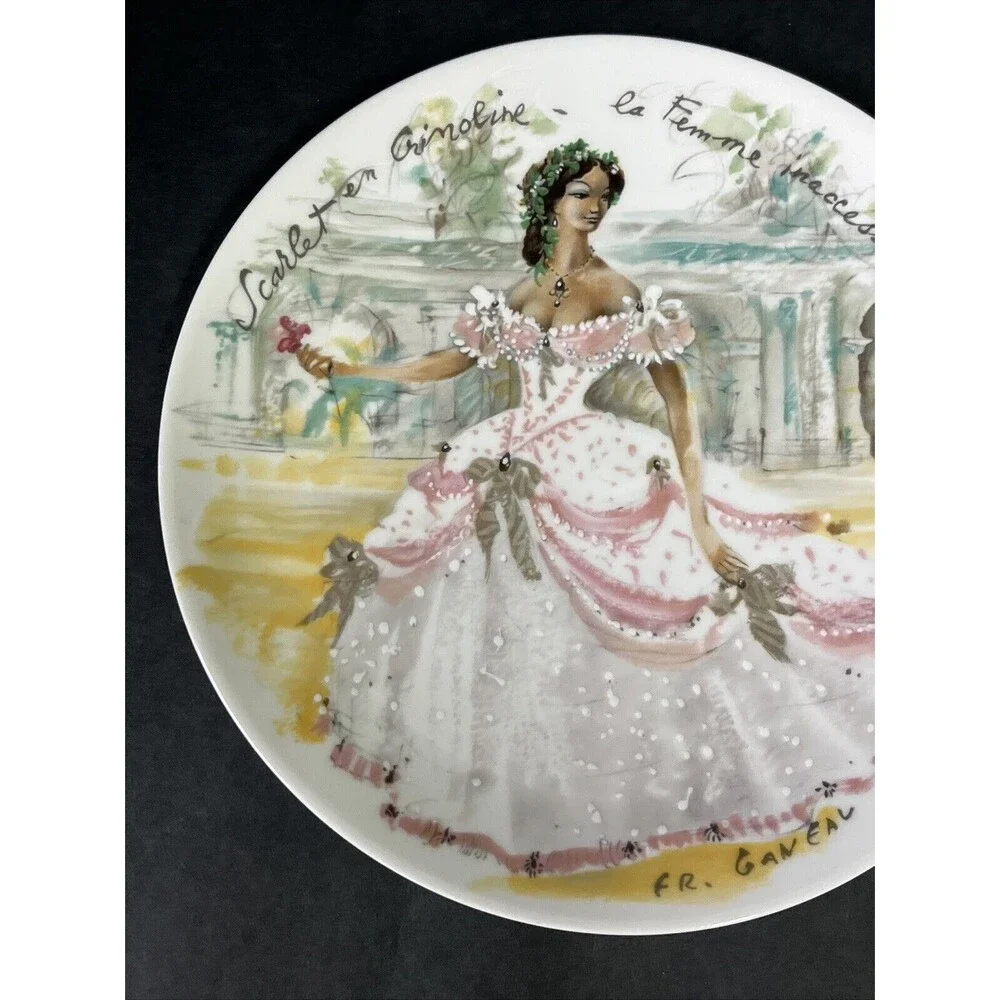 VTG 1976 Limoges France  Women of the Century Plate Scarlet en Crinoline‎ 8.25”